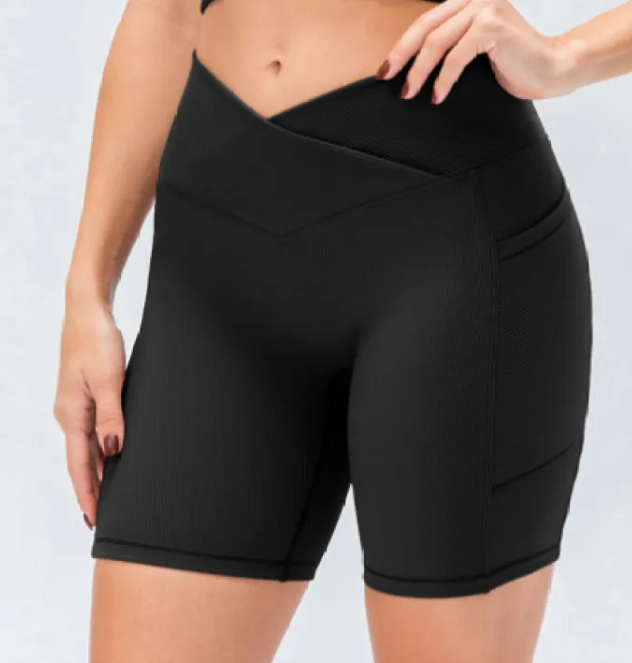 Ladies' Cross Waist Yoga Shorts