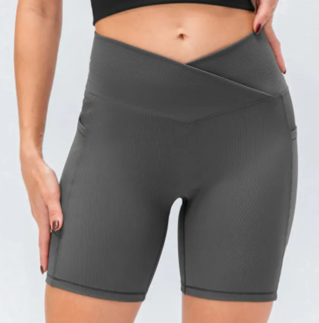 Ladies' Cross Waist Yoga Shorts