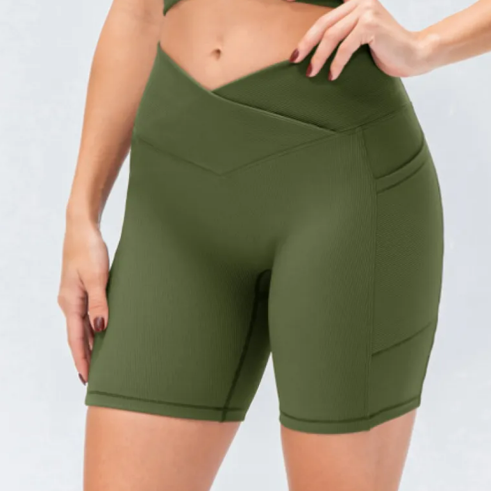 Ladies' Cross Waist Yoga Shorts