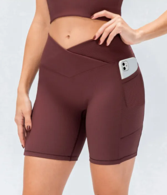 Ladies' Cross Waist Yoga Shorts