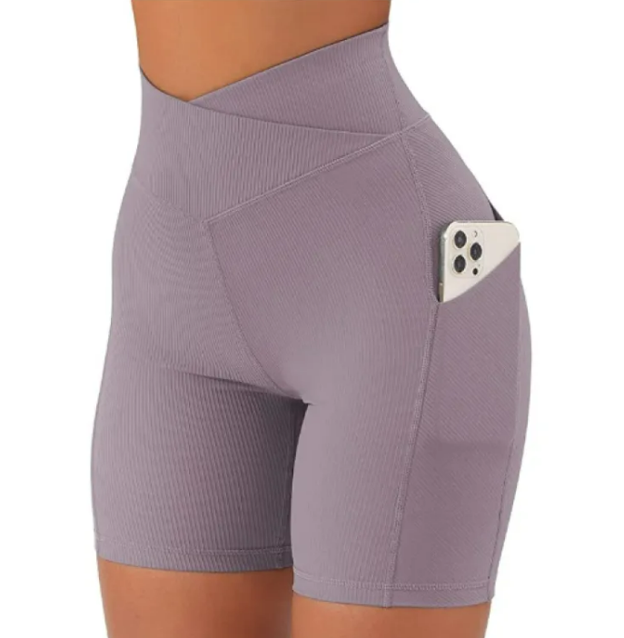 Ladies' Cross Waist Yoga Shorts