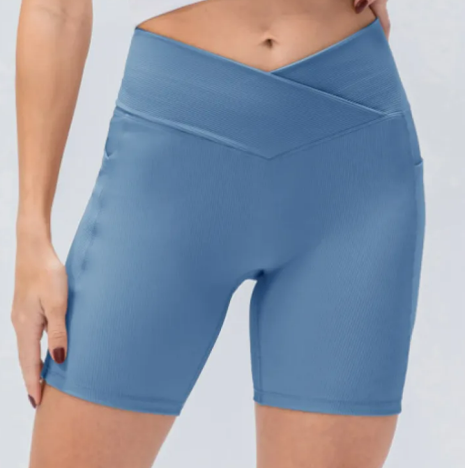 Ladies' Cross Waist Yoga Shorts